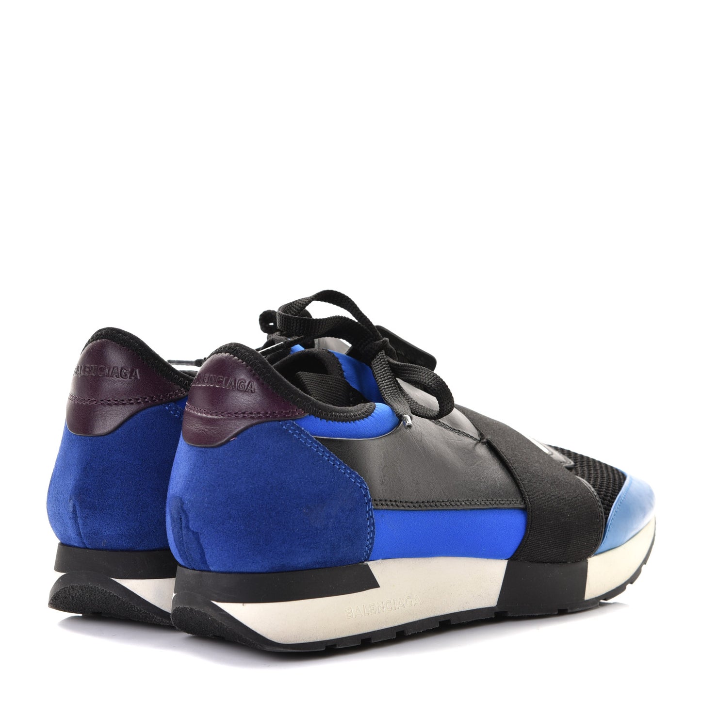 Mesh Neoprene Calfskin Suede Mens Race Runner Sneakers 39 Black Bleu Saphir