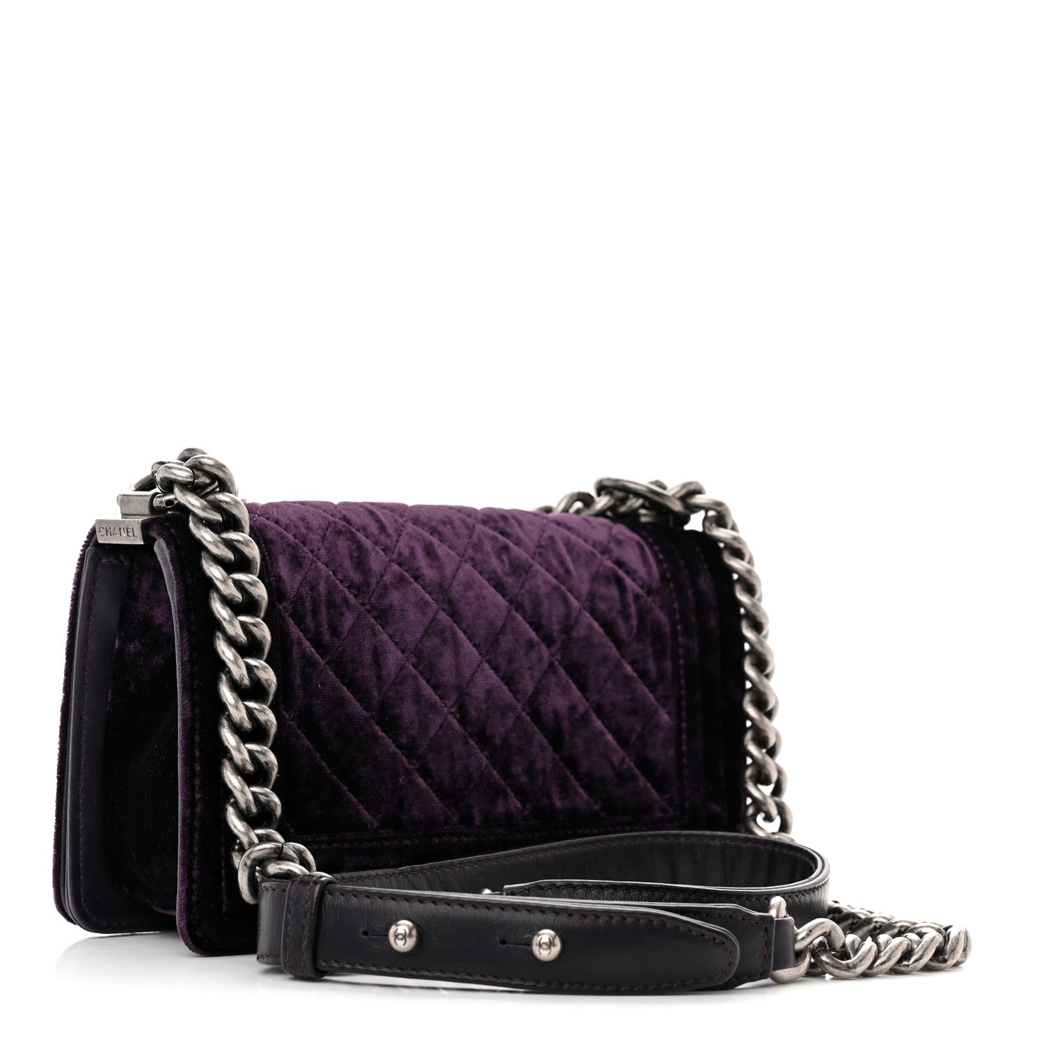 Chanel Velvet Quilted Small Boy Flap Purple 3 of 13