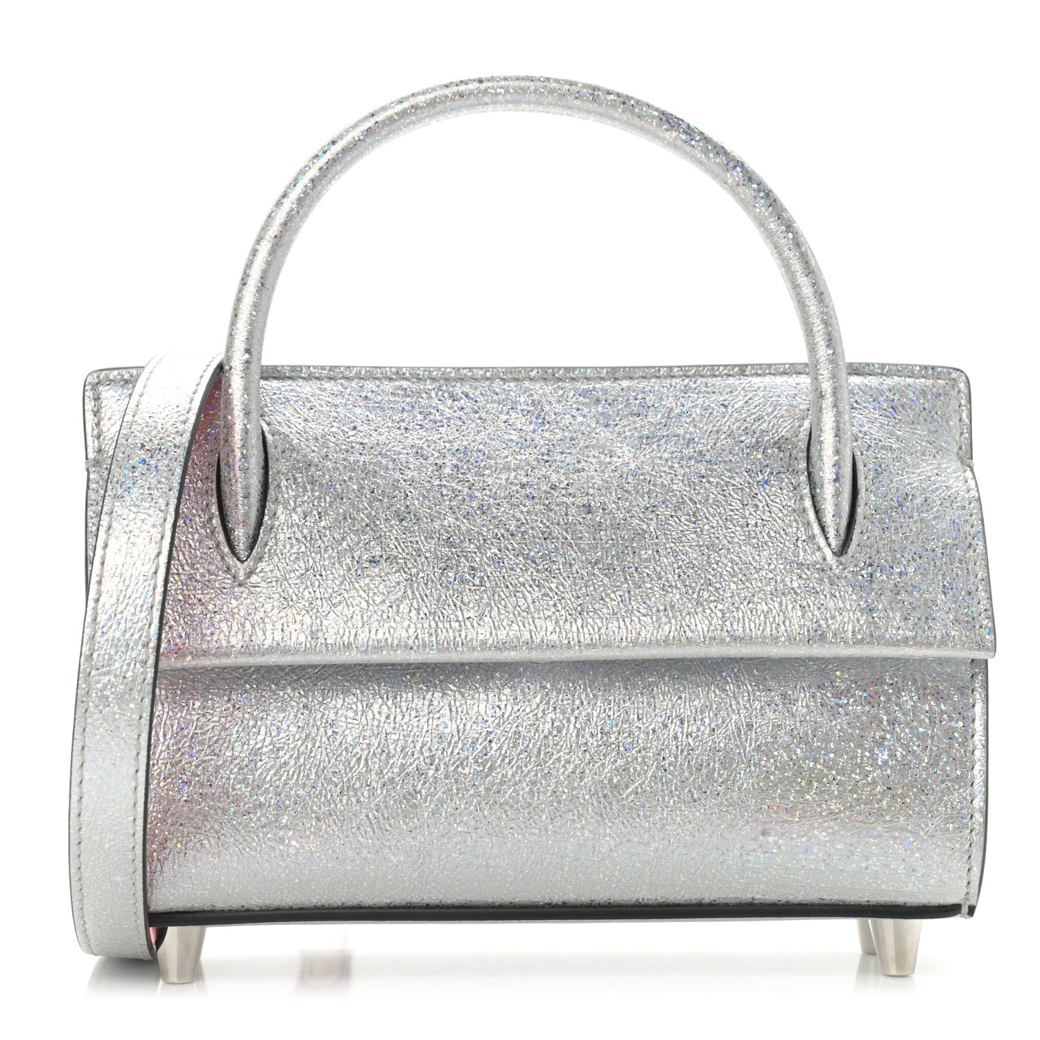 Christian Louboutin Metallic Calfskin Paloma Top Handle Shoulder Bag Silver 1 of 12