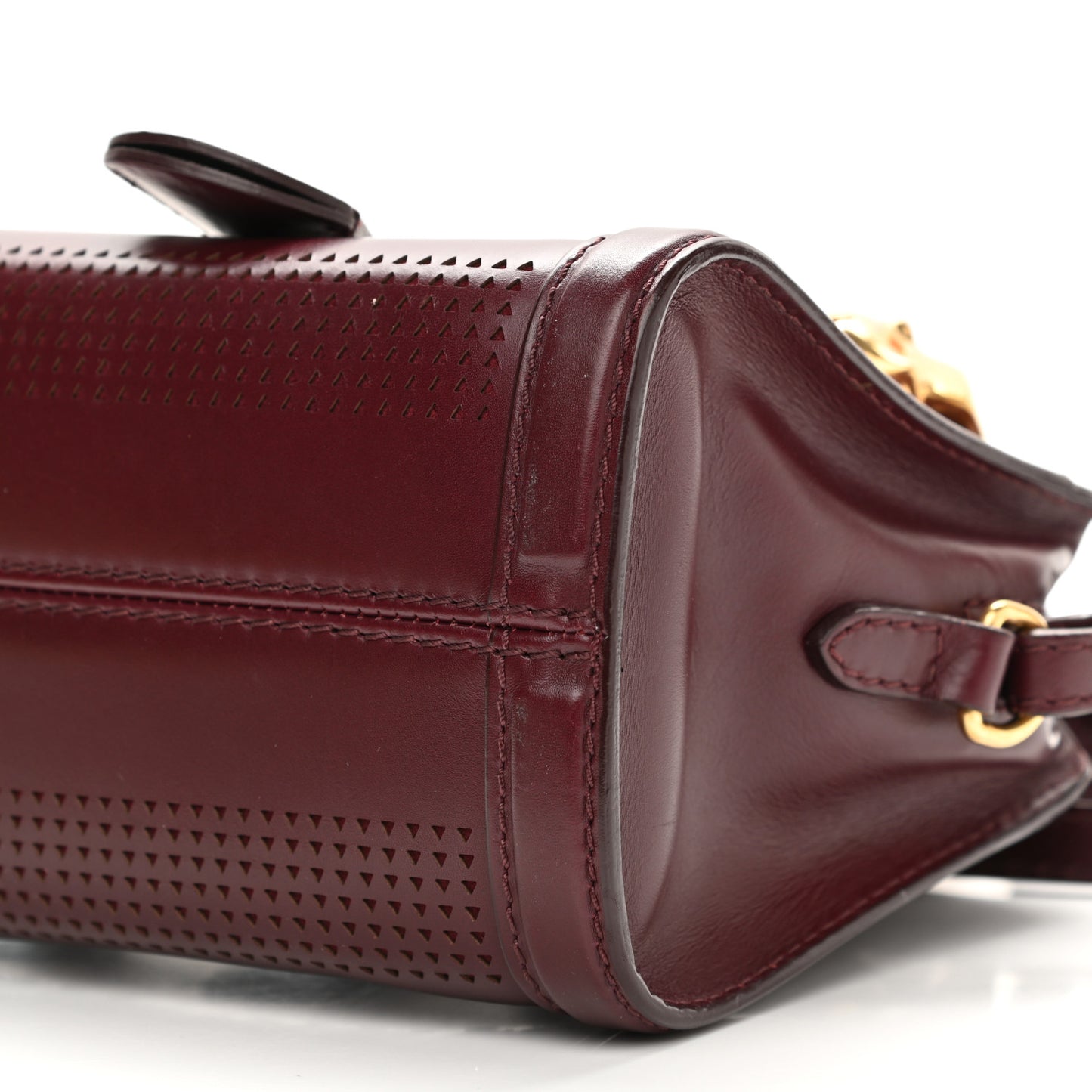 Studded Mini Padlock Zip Around Tote Bordeaux
