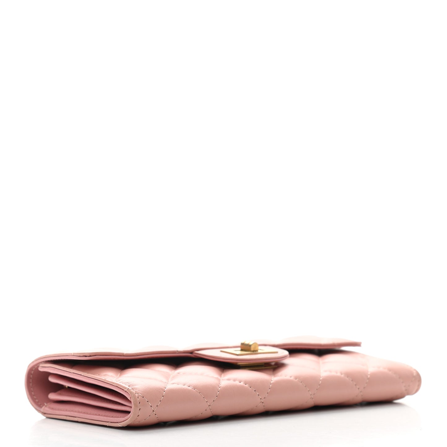Aged Calfskin Quilted Reissue Large Gusset Flap Wallet Pink
