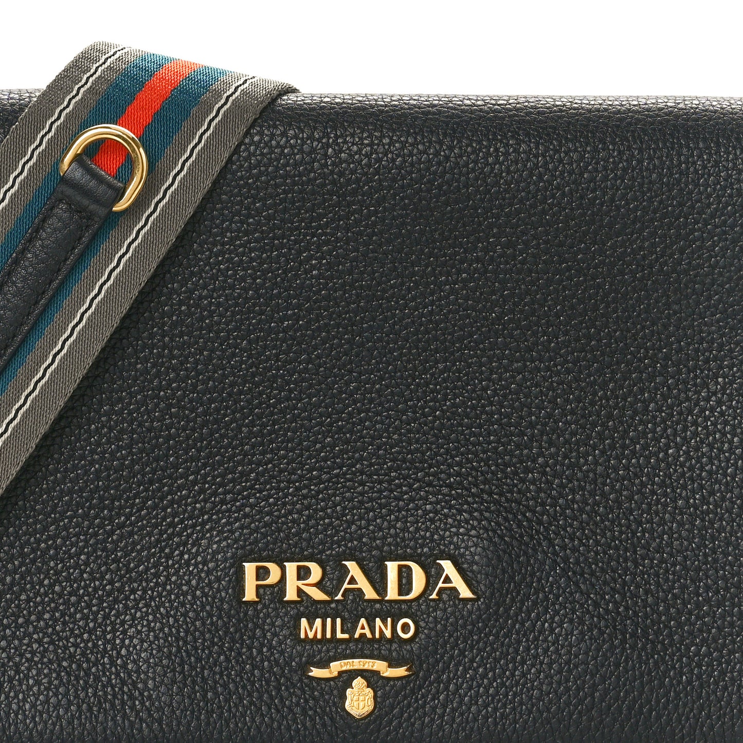 Vitello Daino Double Strap Flap Crossbody Black