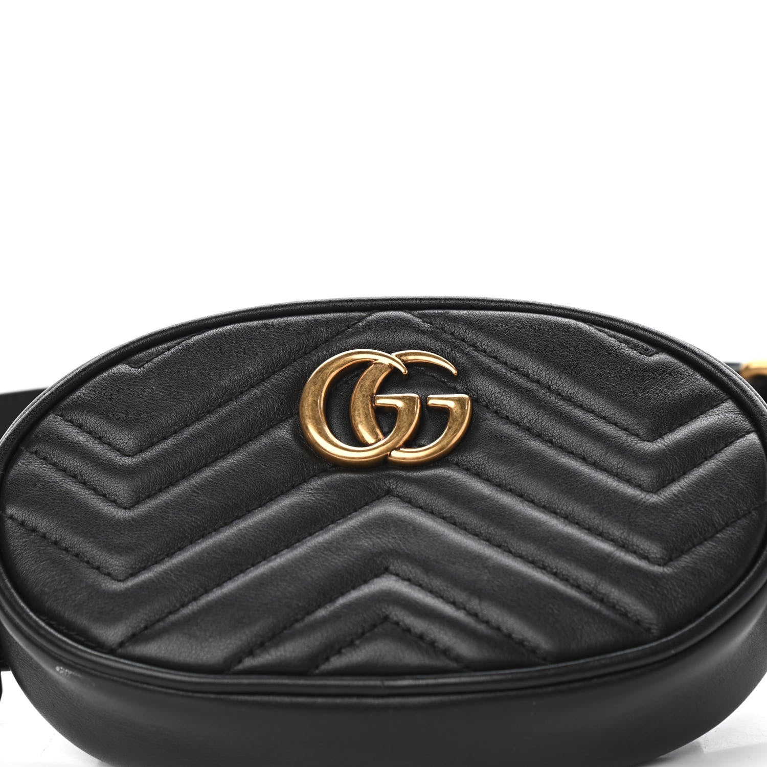 Gucci Calfskin Matelasse GG Marmont Belt Bag 85 34 Black 11 of 11