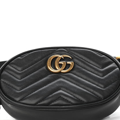 Gucci Calfskin Matelasse GG Marmont Belt Bag 85 34 Black 11 of 11