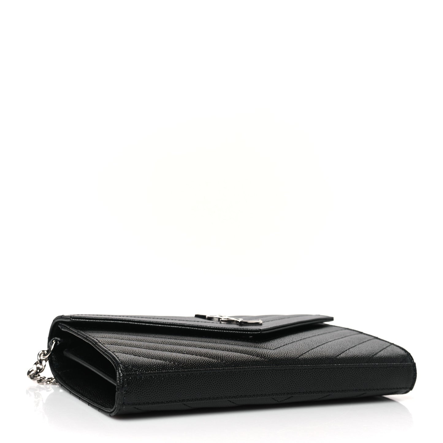 Grain De Poudre Matelasse Chevron Monogram Chain Wallet Black