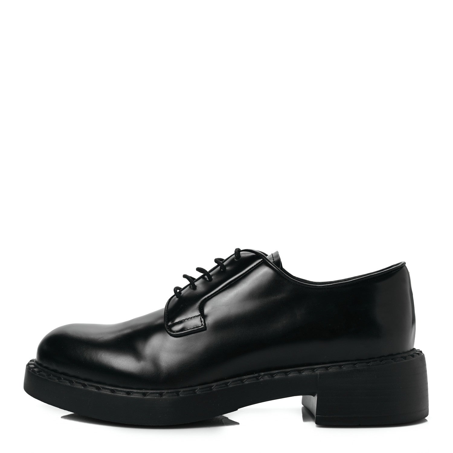 Prada Spazzolato Lace Up 50mm Loafers 39.5 Black 1 of 7