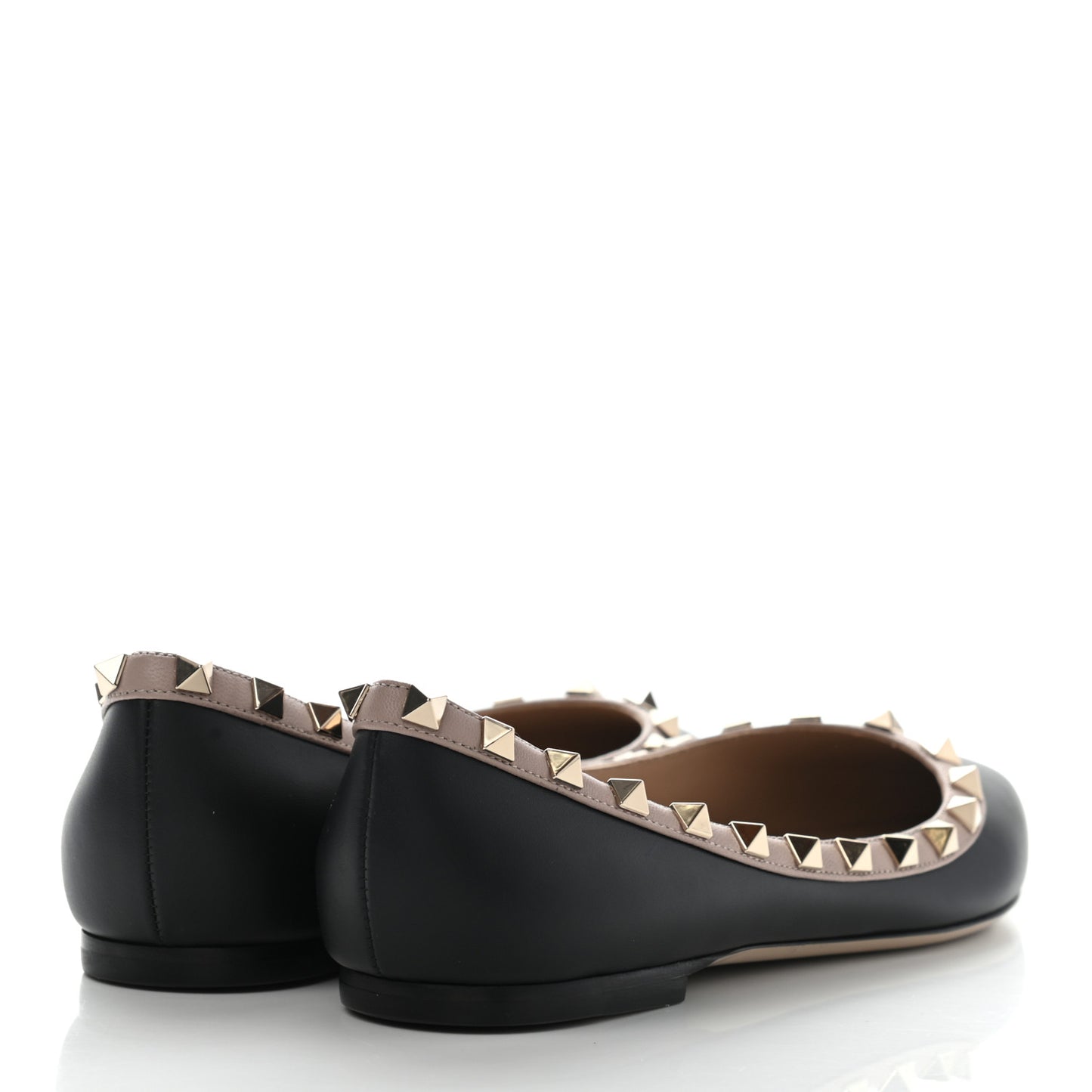 Calfskin Nappa Rockstud Ballerina Flats 37.5 Black Poudre