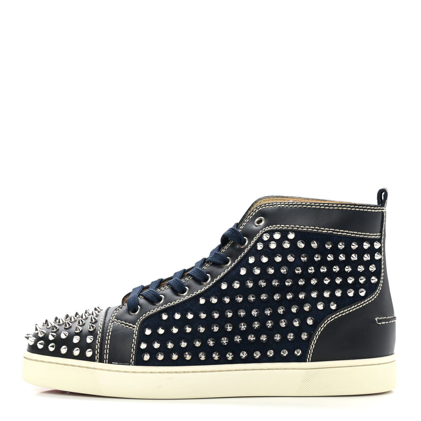 Calfskin Mens Louis Spikes Flat Sneakers 44 Navy Black