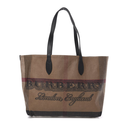 Burberry Coated Canvas Mega Check Medium Doodle Tote Black 1 of 15