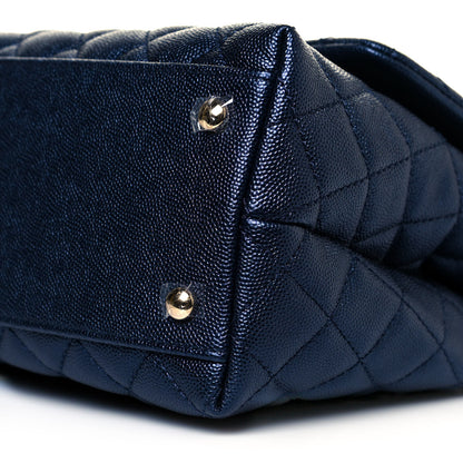 Chanel Iridescent Caviar Quilted Small Coco Handle Flap Dark Blue 9 of 10