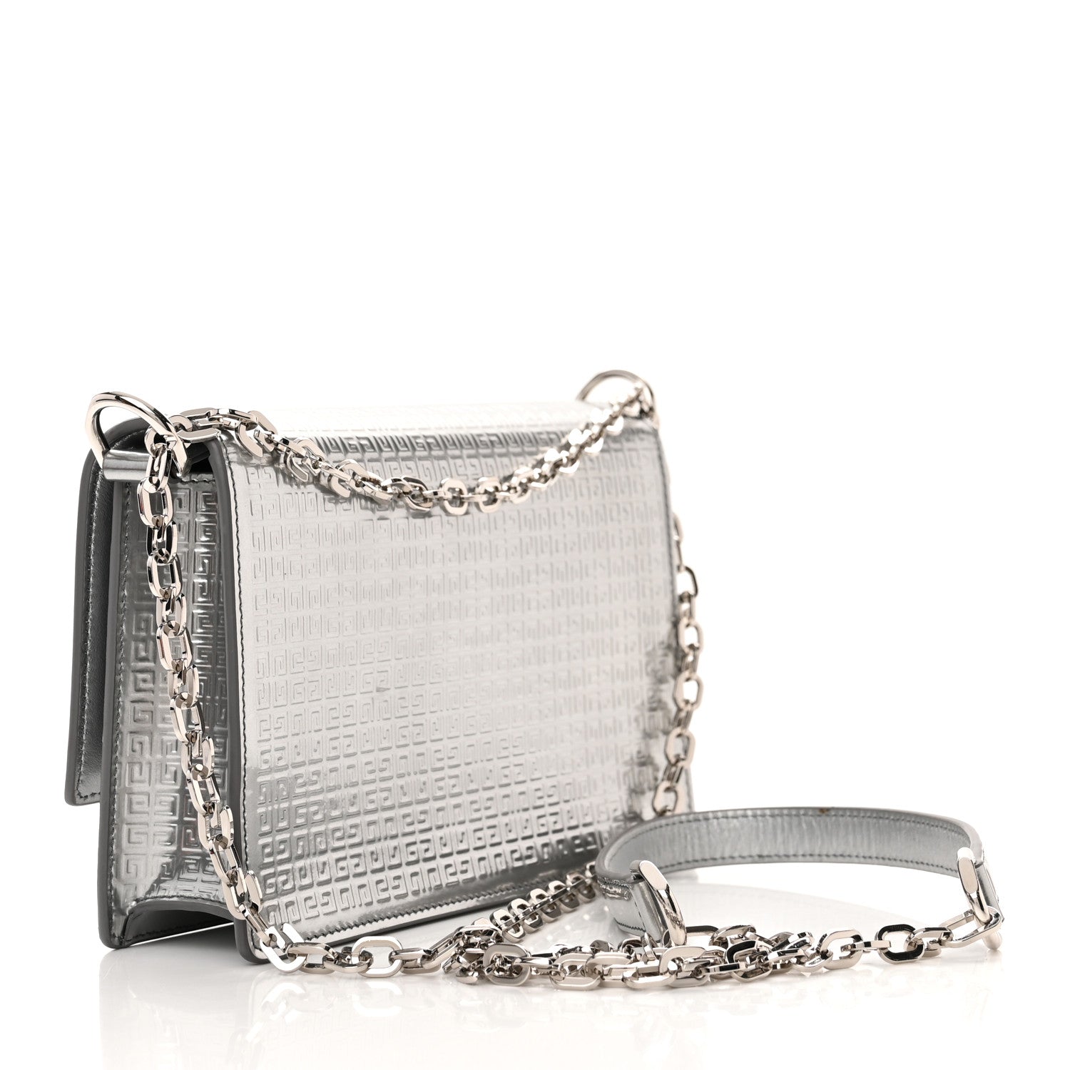 Givenchy Metallic Calfskin 4G Embossed Small 4G Crossbody Silver 3 of 11