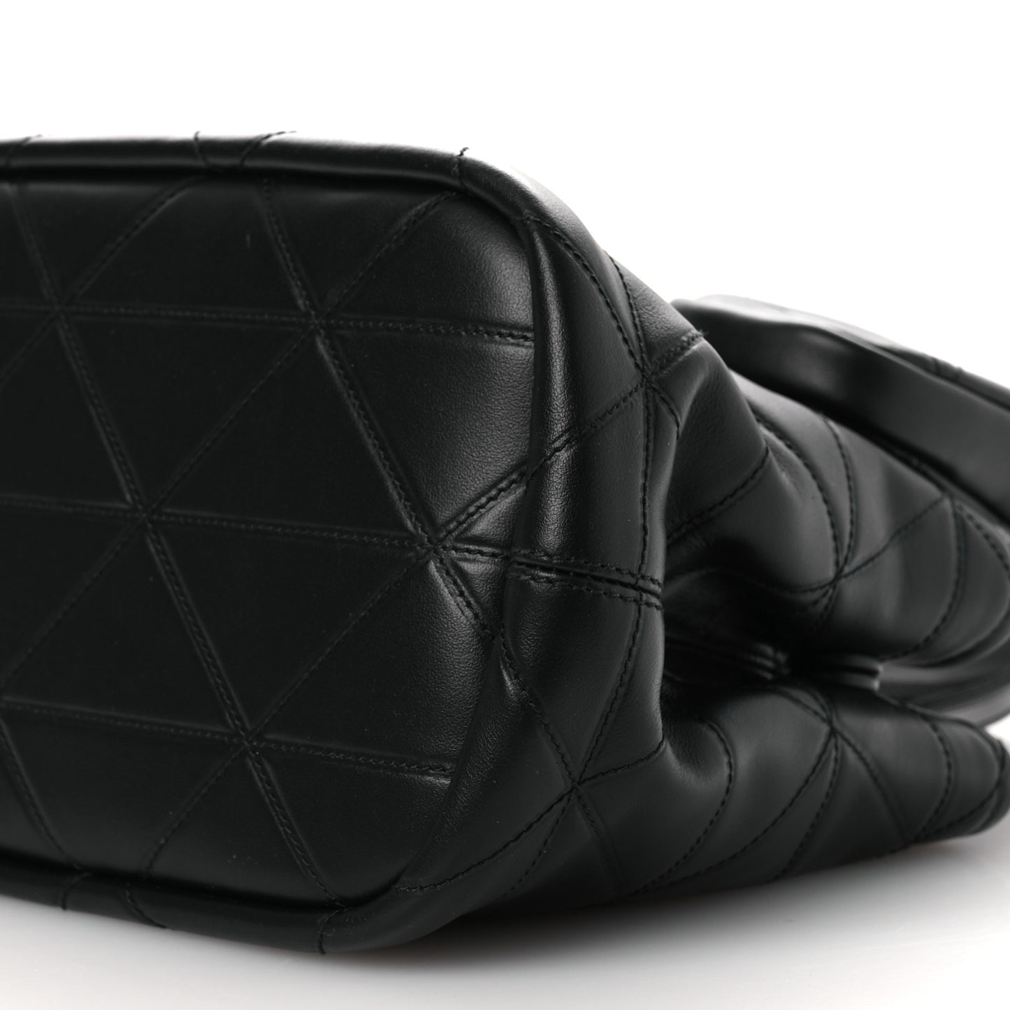 Vitello Triangle Stitched Shopping Tote Black