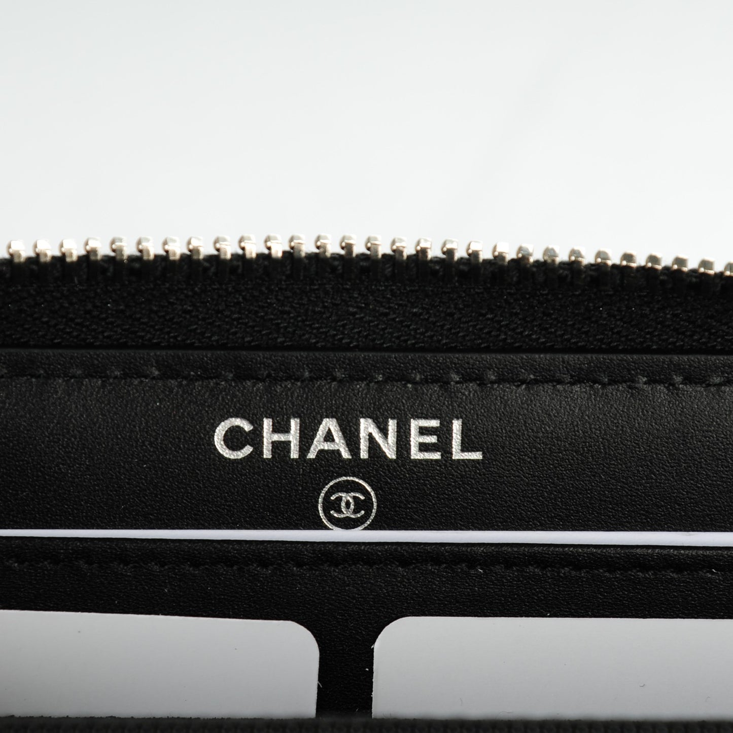 Patent Double Quilted Zip Around Wallet Black