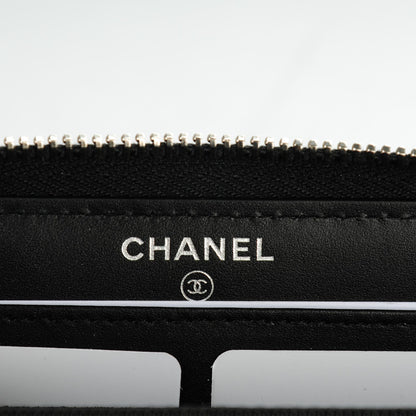 Chanel Patent Double Quilted Zip Around Wallet Black 6 of 8