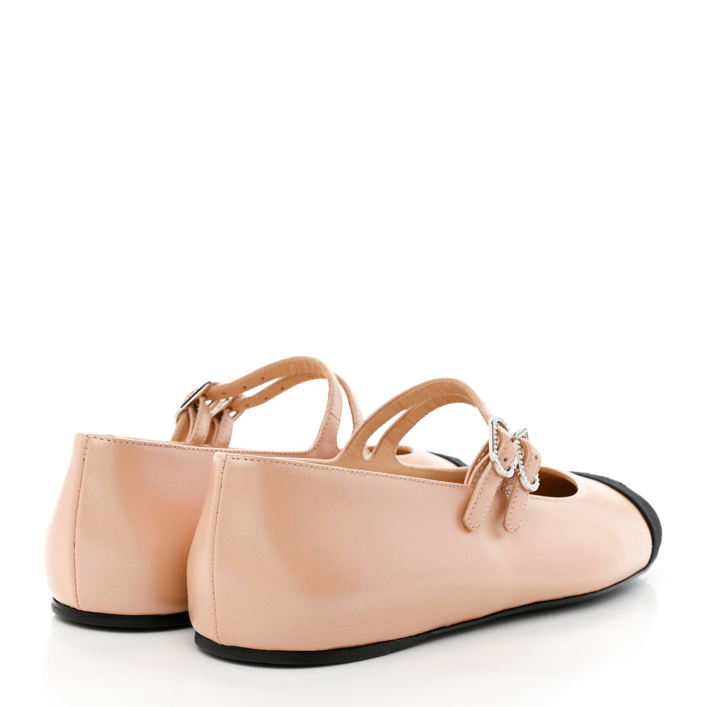 Lambskin Mary Jane Flats 38 Beige Black