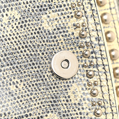 Miu Miu Lizard Embossed Calfskin Studded Jewel Buckle Dahlia Shoulder Bag Roccia 13 of 17