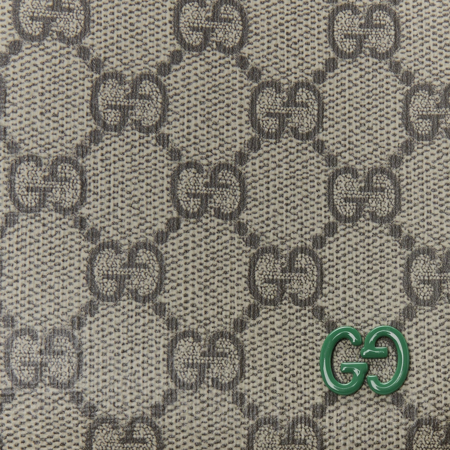 GG Supreme Monogram Bi-Color Small Zip Wristlet Pouch Beige Ebony Green