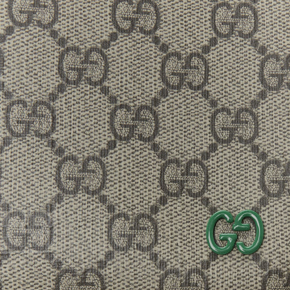 Gucci GG Supreme Monogram Bi-Color Small Zip Wristlet Pouch Beige Ebony Green 8 of 11