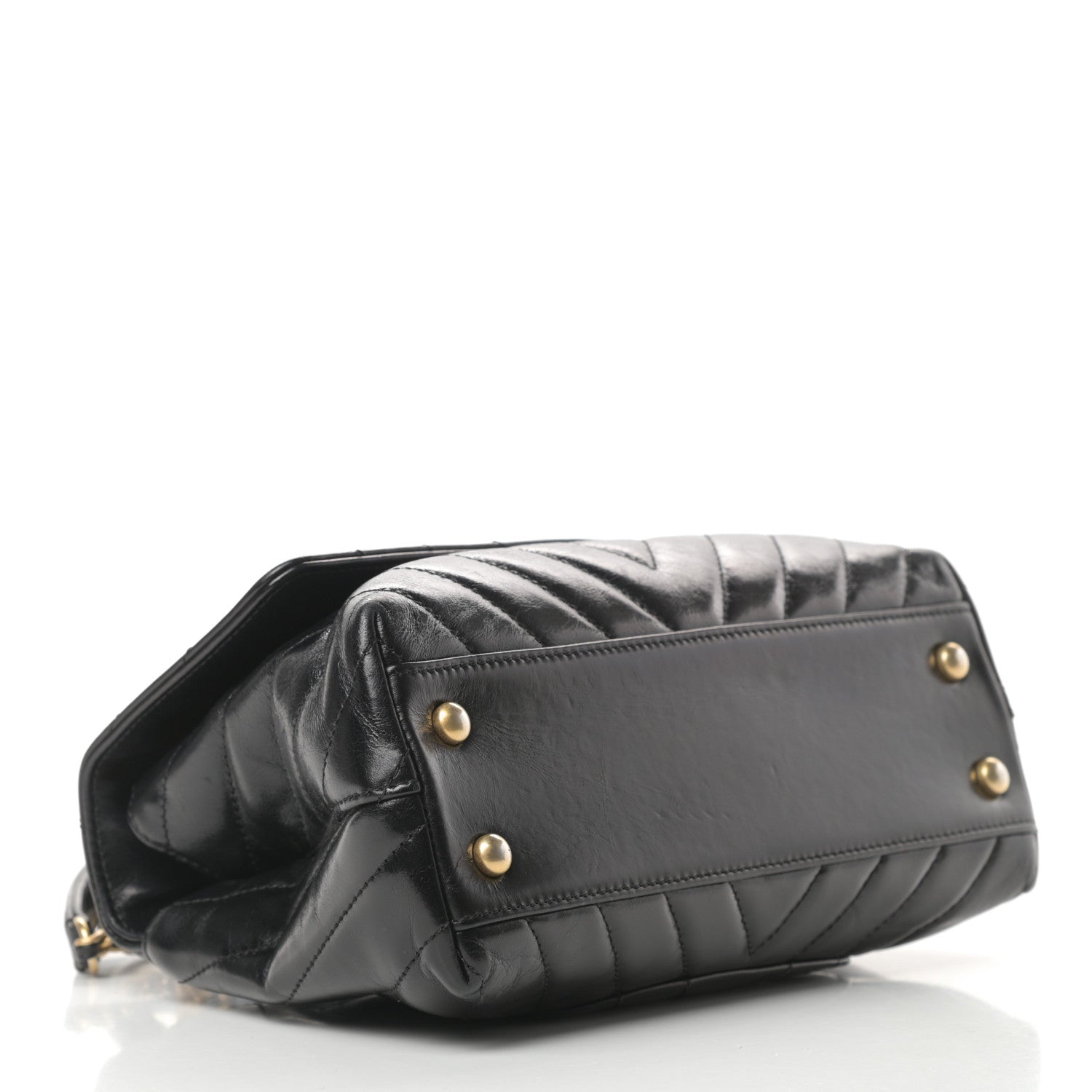 Chanel Calfskin Chevron Quilted Mini Coco Handle Flap Black 4 of 11