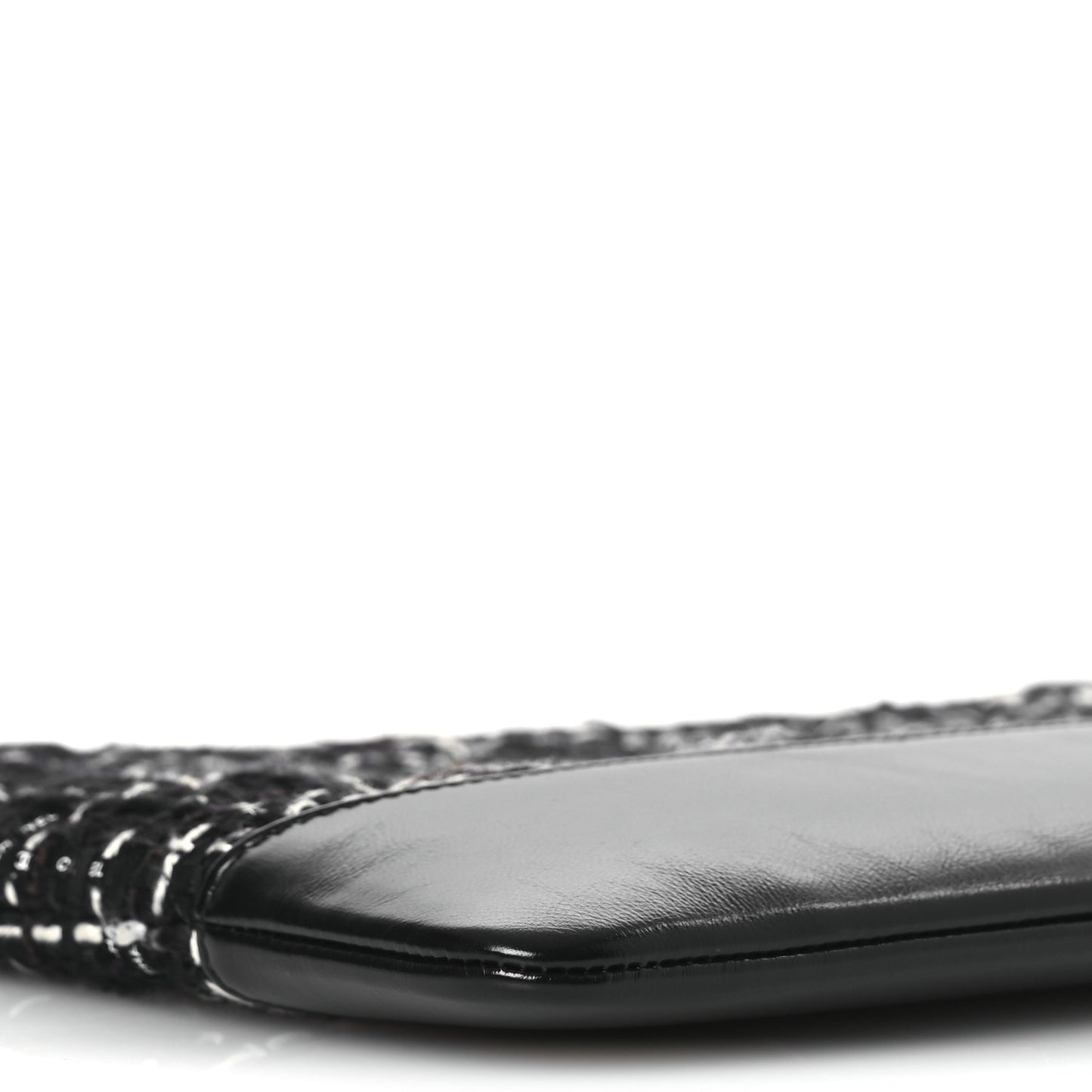 Tweed Calfskin Quilted Medium Cosmetic Pouch Black White