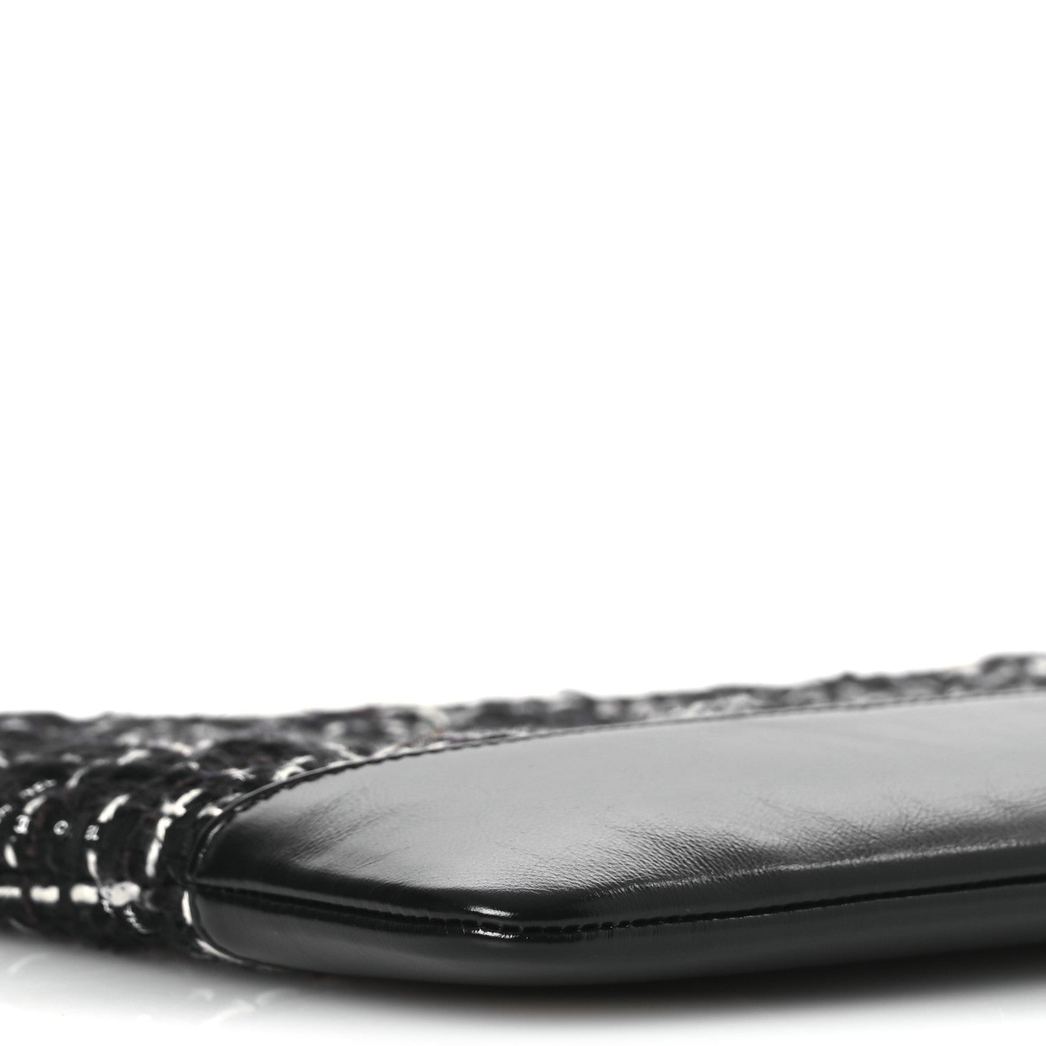Chanel Tweed Calfskin Quilted Medium Cosmetic Pouch Black White 9 of 11