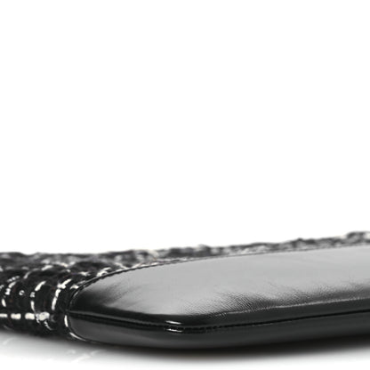 Chanel Tweed Calfskin Quilted Medium Cosmetic Pouch Black White 9 of 11