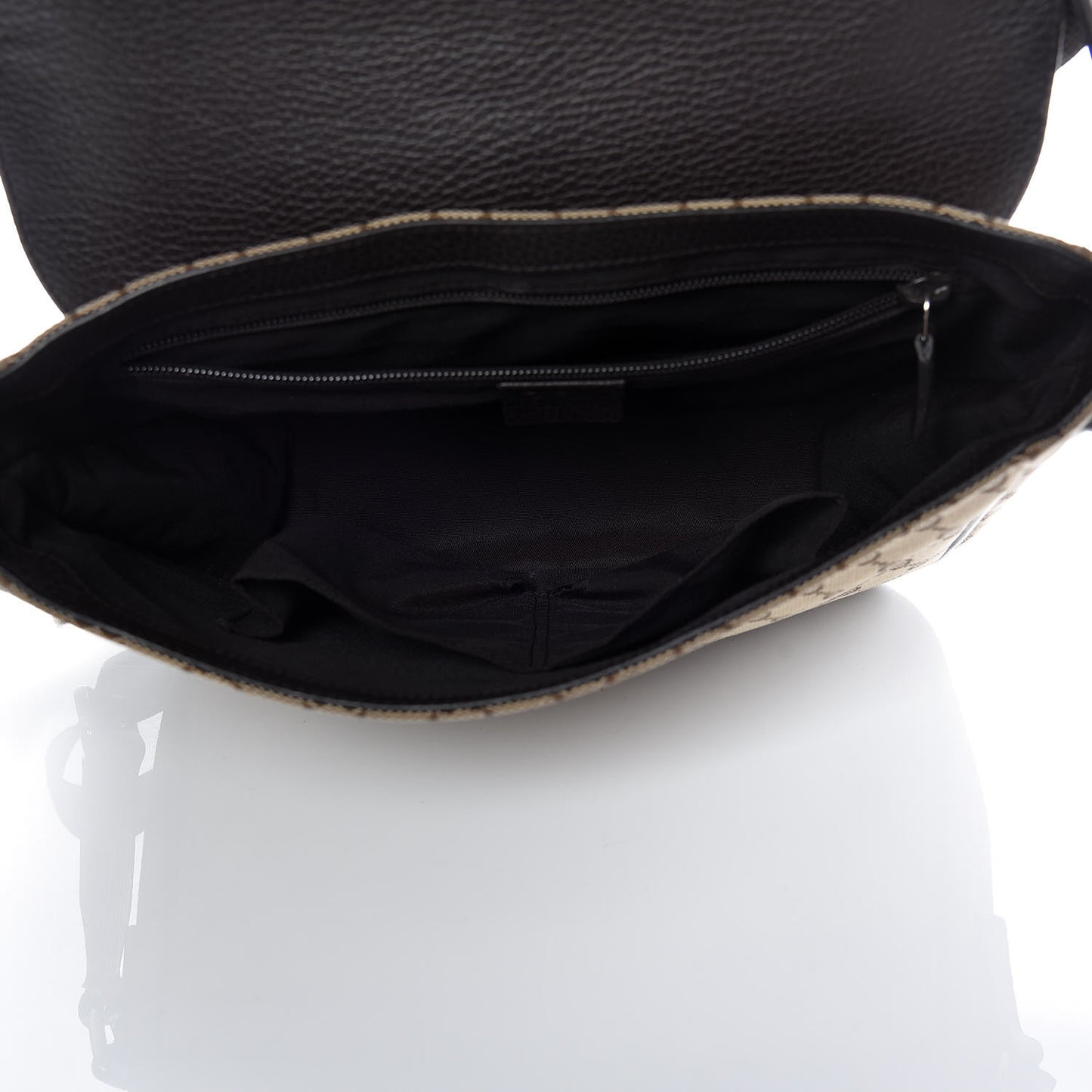 Monogram Flap Messenger Bag Beige Dark Brown