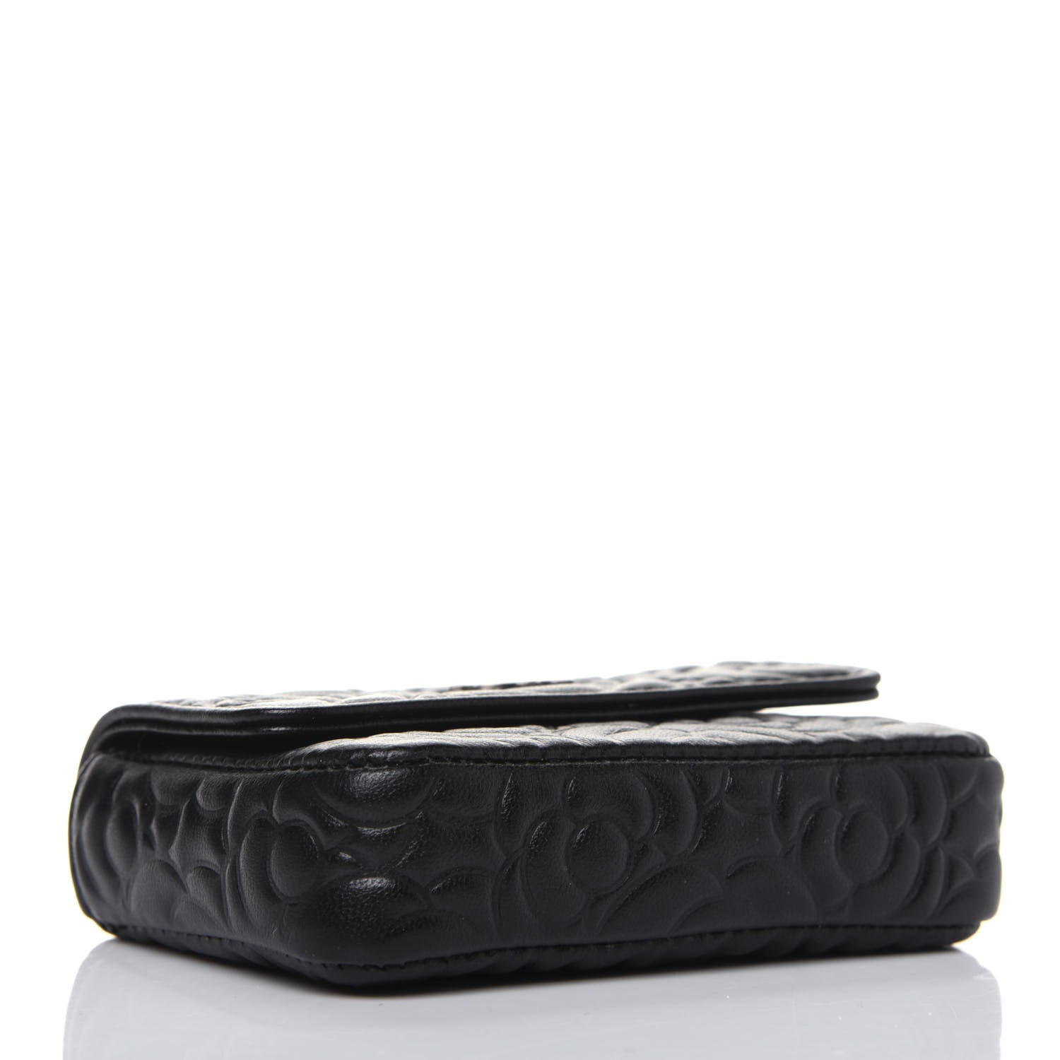 Chanel Lambskin Camellia Embossed Chain Belt Bag Black 4 of 13