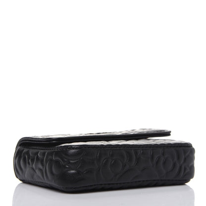 Chanel Lambskin Camellia Embossed Chain Belt Bag Black 4 of 13