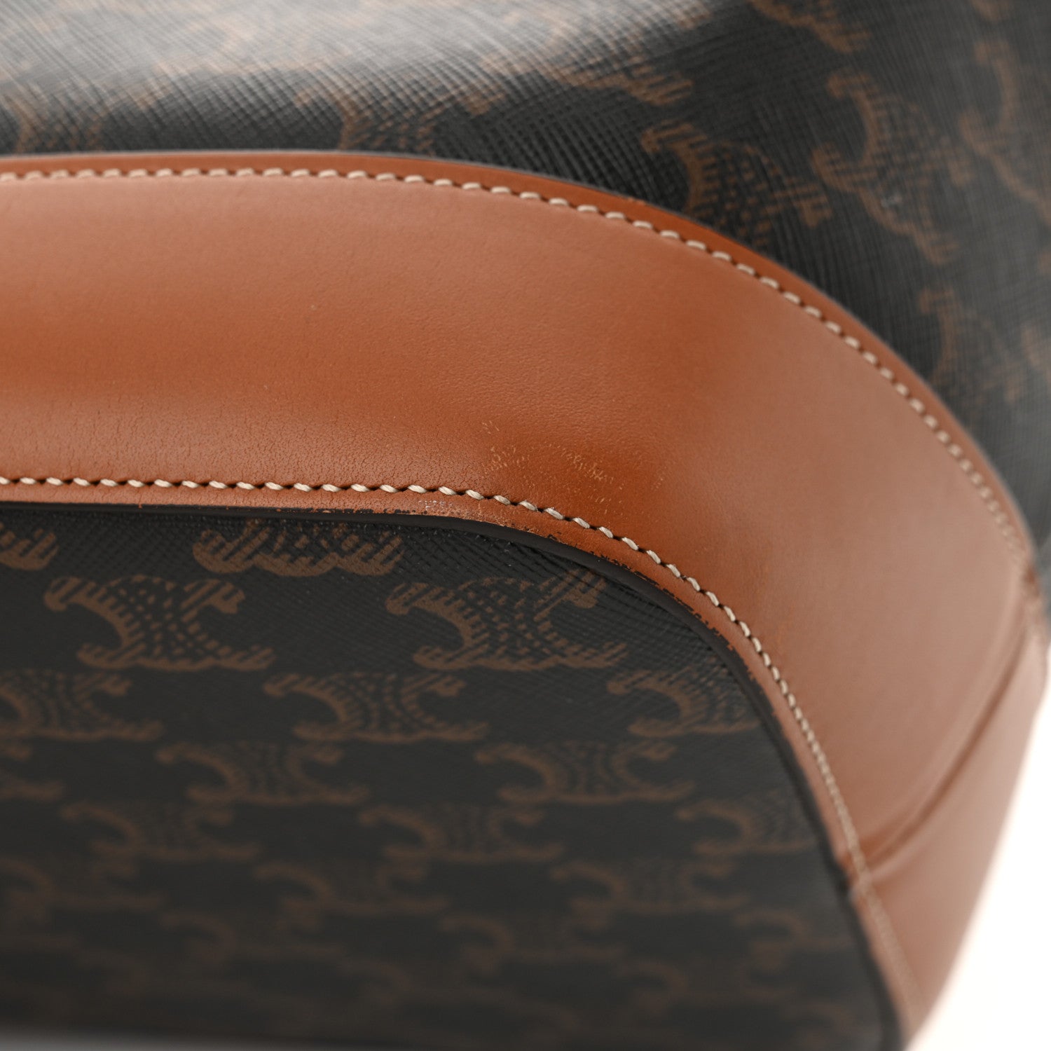 Celine Triomphe Canvas Calfskin Medium Bucket Bag Tan 15 of 15