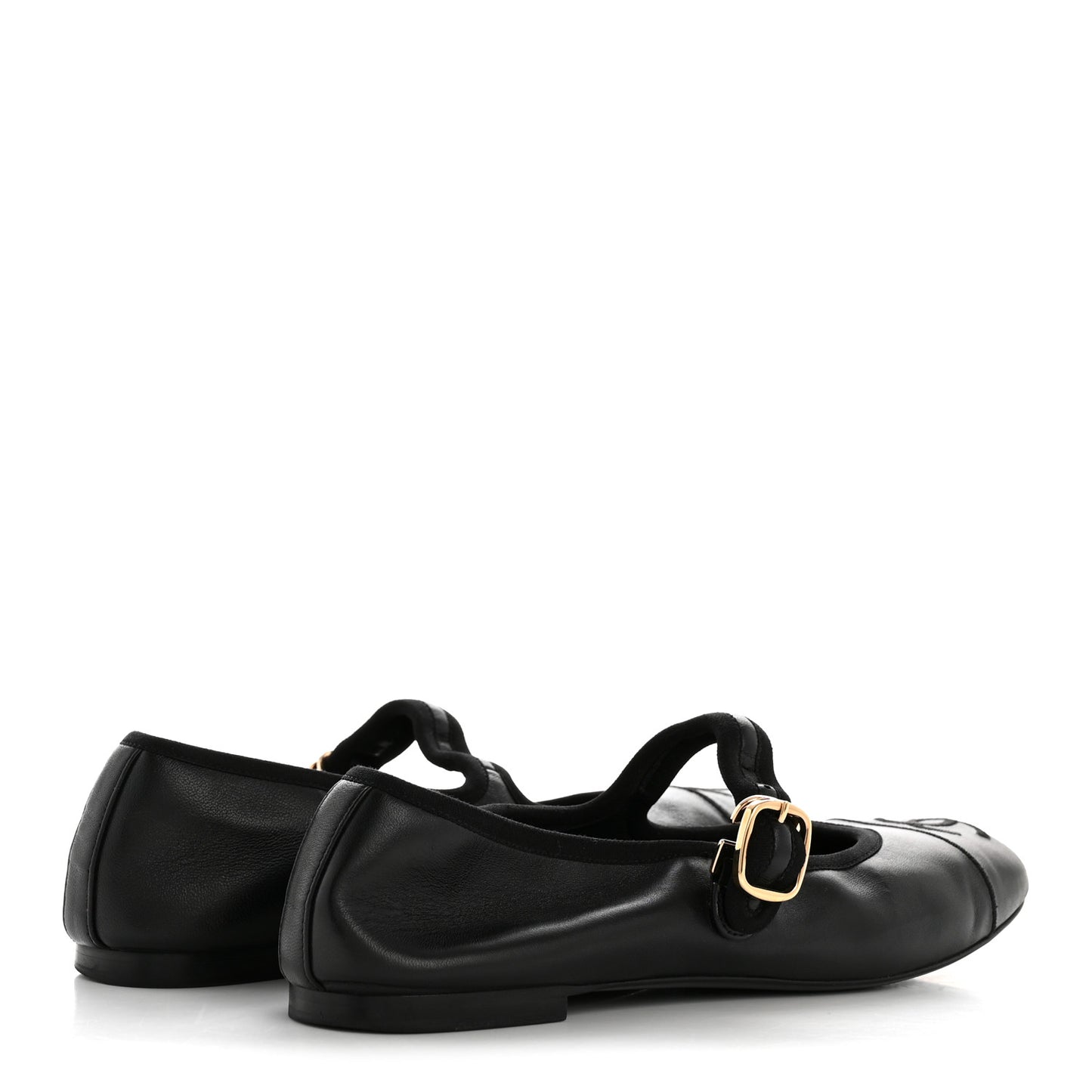 Lambskin Cap Toe CC Mary Jane Flats 36.5 Black