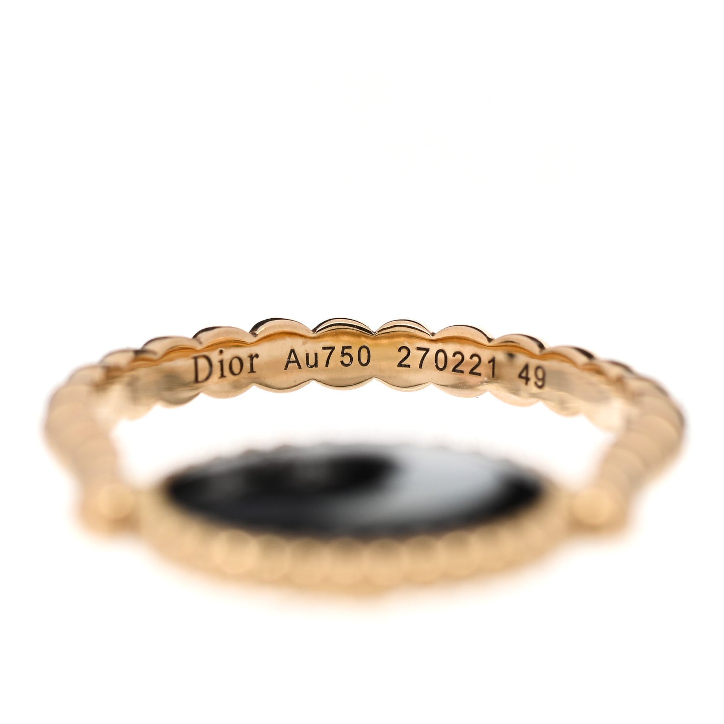 18K Yellow Gold Diamond Onyx Mother of Pearl Rose Des Vents Ring 49 4.75