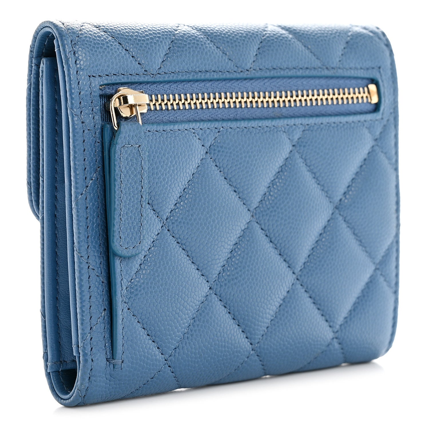 Chanel Caviar Quilted Compact Flap Wallet Blue 3 of 9