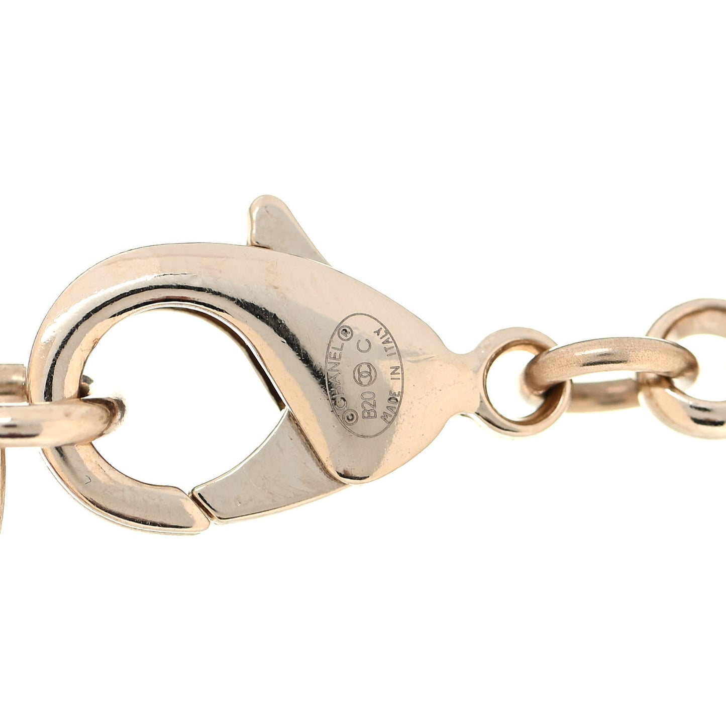 Pearl Crystal CC Charms Drop Necklace Light Gold