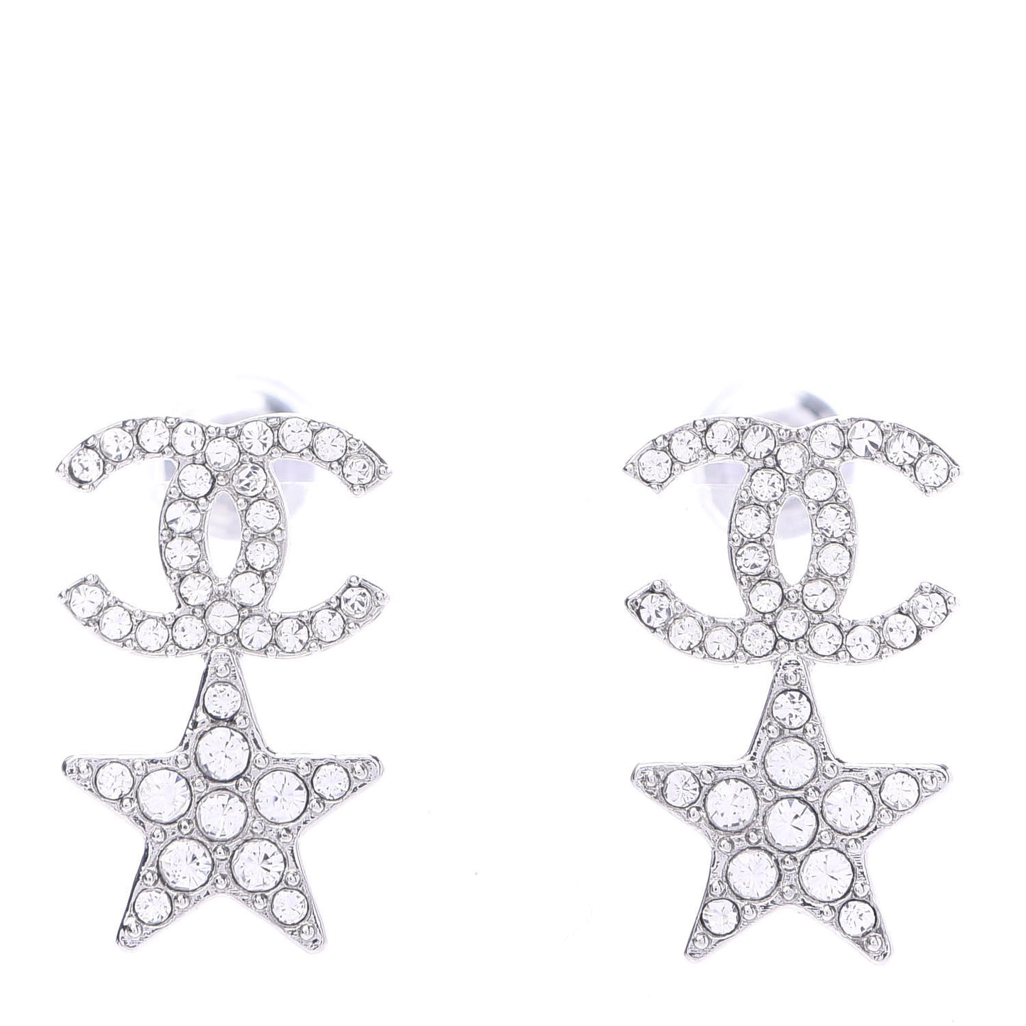Crystal CC Star Earrings Silver