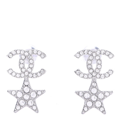 Chanel Crystal CC Star Earrings Silver 1 of 4