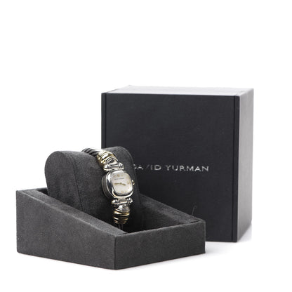 David Yurman Sterling Silver 18K Yellow Gold Diamond Mother of Pearl 21mm Classic Cable Quartz Watch 10 of 10
