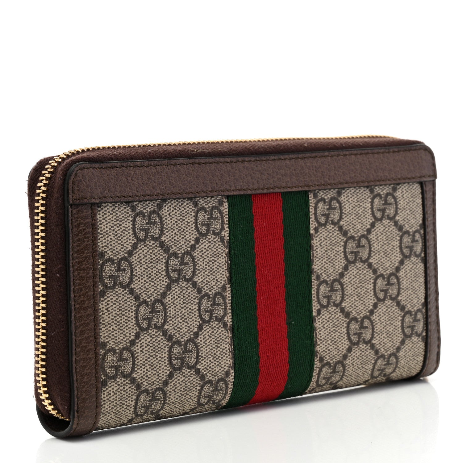 Gucci GG Supreme Monogram Web Ophidia Zip Around Wallet Brown 3 of 7