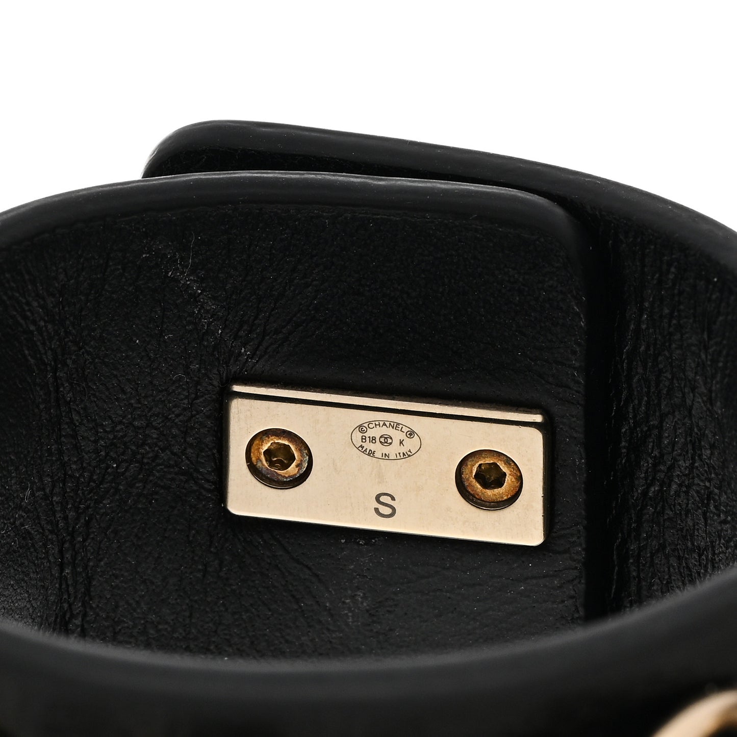 Lambskin CC Chain Turnlock Bracelet S Black