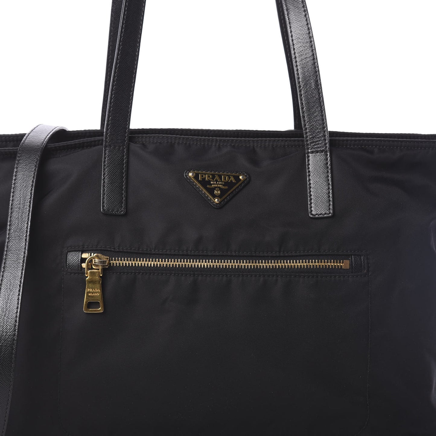 Tessuto Nylon Saffiano Shopping Tote Black