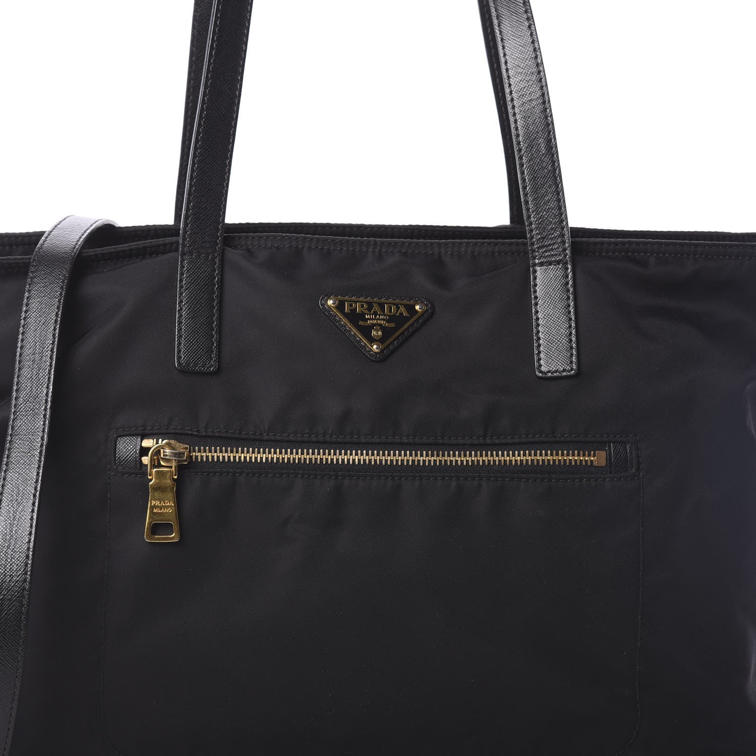 Prada Tessuto Nylon Saffiano Shopping Tote Black 8 of 10