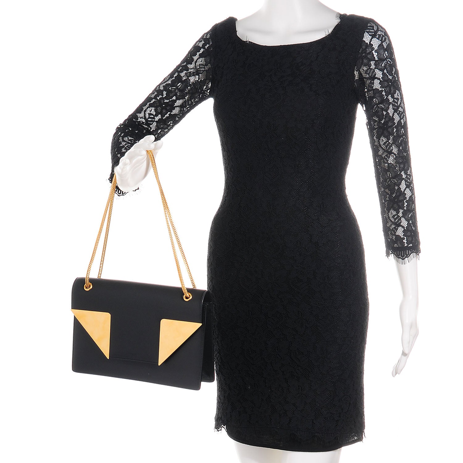 Saint Laurent Leather Plated Medium Betty Bag Black 2 of 9
