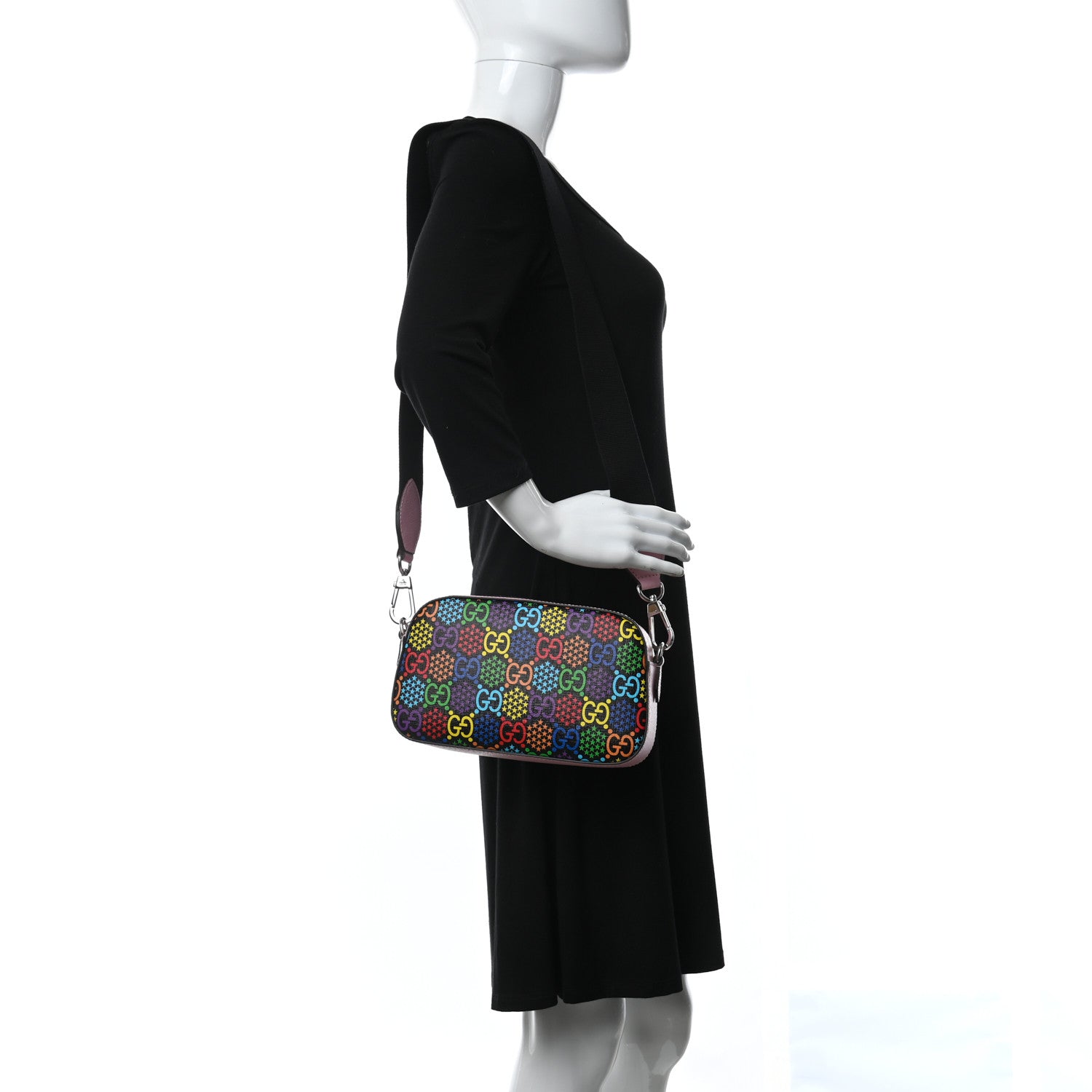 Gucci GG Supreme Monogram Psychedelic Shoulder Bag Black Multicolor Sugar Pink 2 of 9