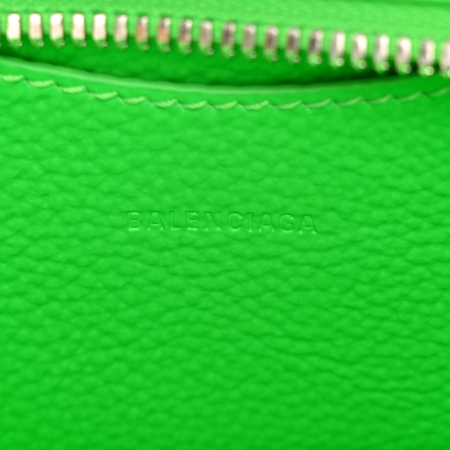 Grained Calfskin Neo Classic Silver Hardware Nano City Crossbody Fluo Green