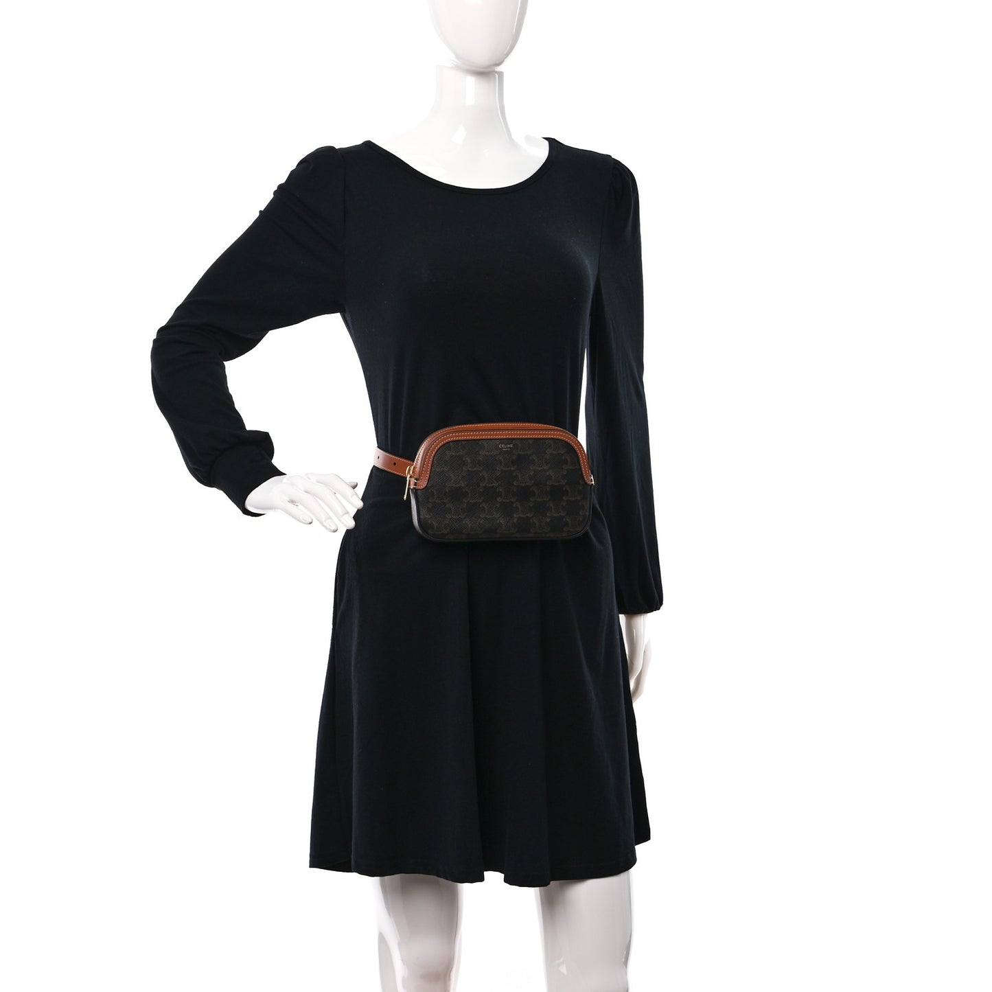 Triomphe Canvas Calfskin Belt Bag Tan