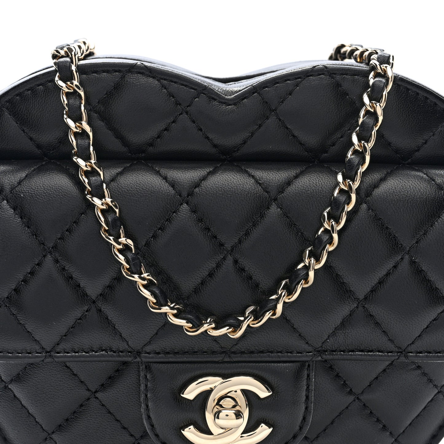 Lambskin Quilted CC In Love Heart Bag Black