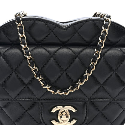 Chanel Lambskin Quilted CC In Love Heart Bag Black 8 of 9