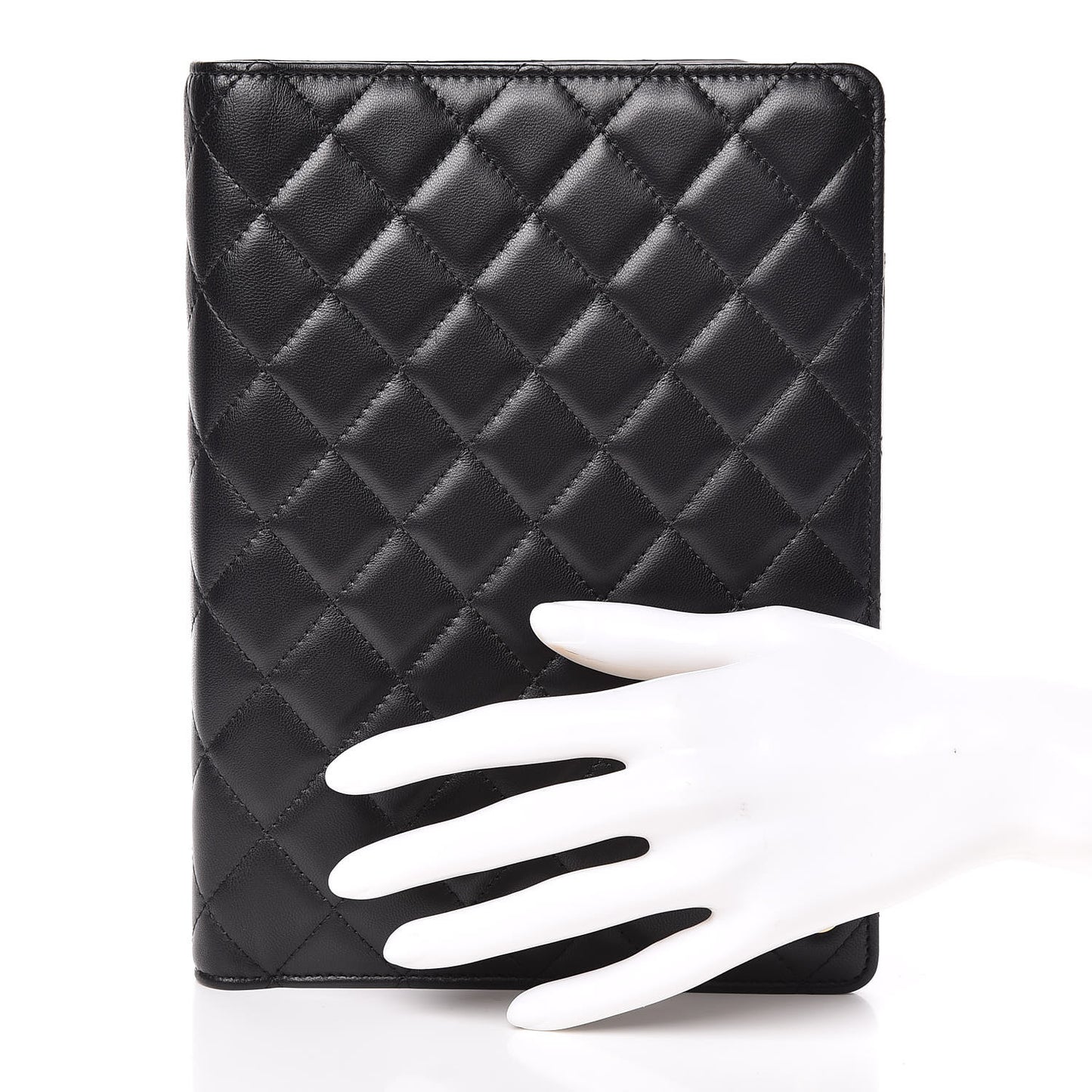 Lambskin Quilted Large Agenda Cover Black