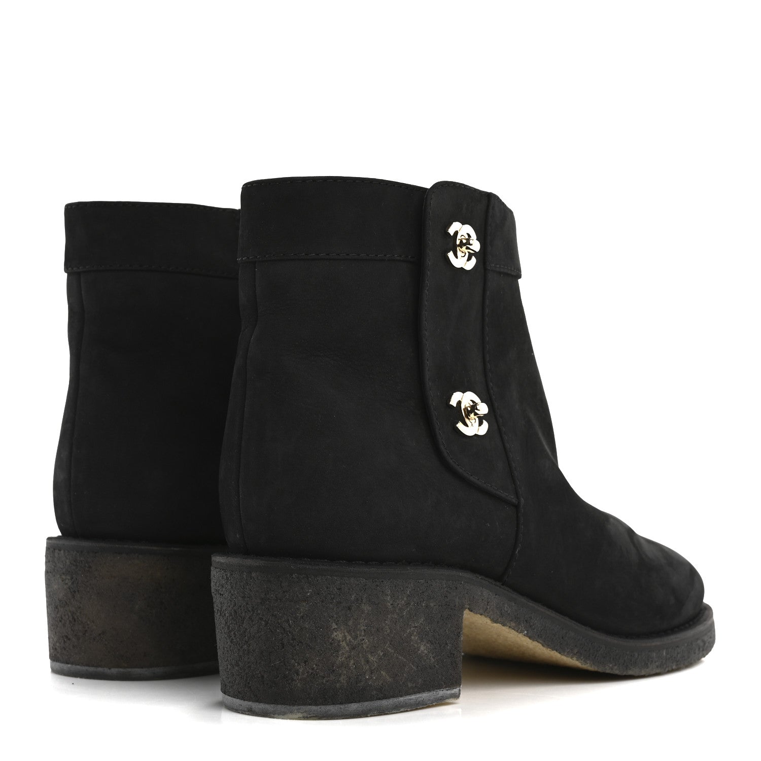 Chanel Suede Calfskin CC Turnlock Short Boots 39.5 Black 5 of 10