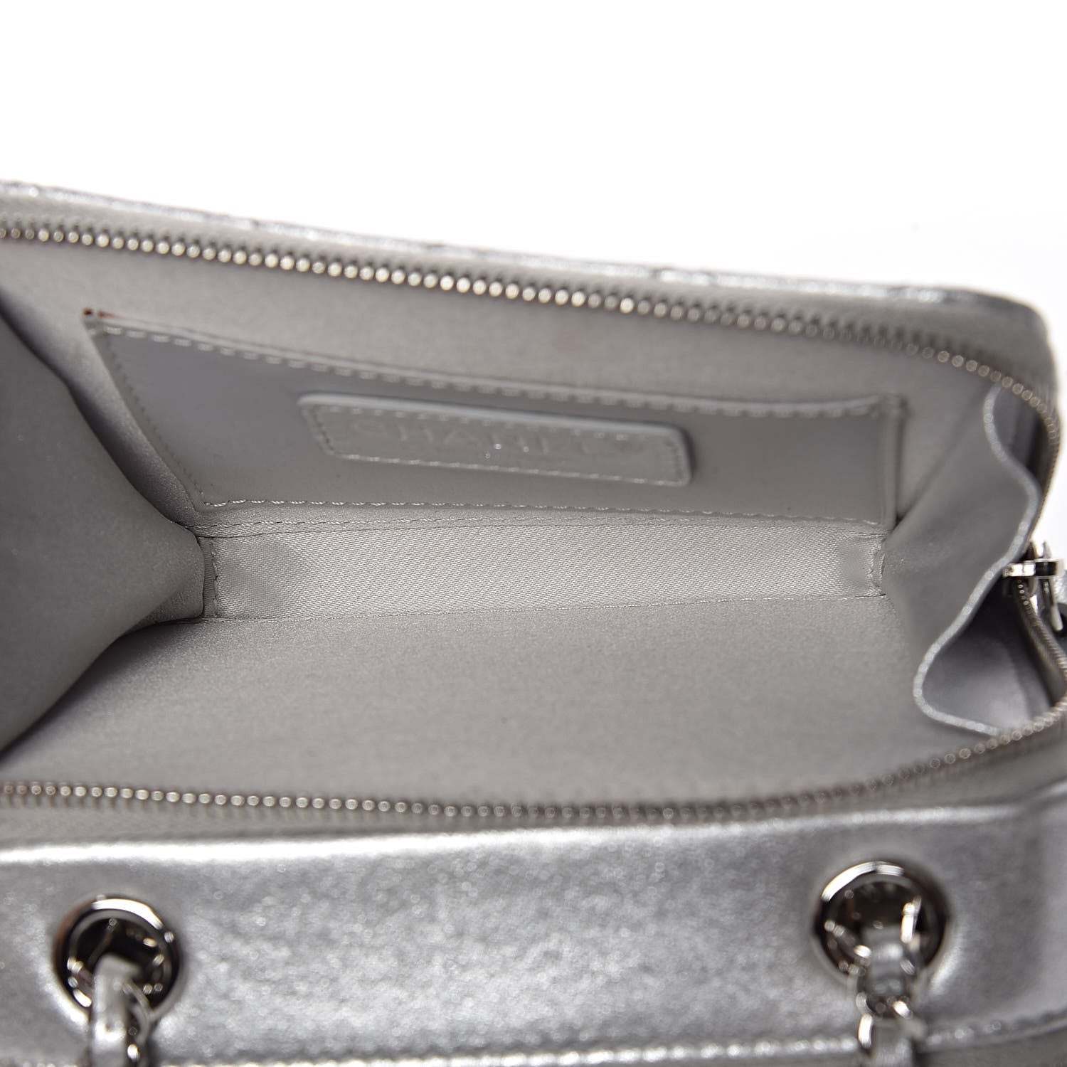 Chanel Metallic Lambskin Quilted Mini Pocket Box Camera Case Silver 8 of 15